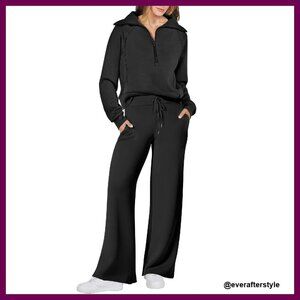 Oversized Sweatsuit Set Wide Leg Pants Lounge Wear Travel Chic Y2K